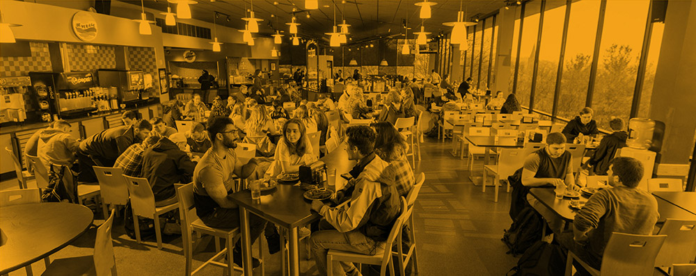Students in a dining hall