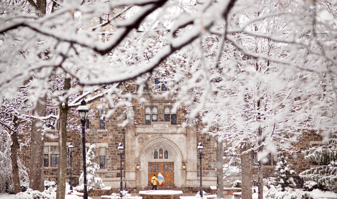 Lehigh University in snow