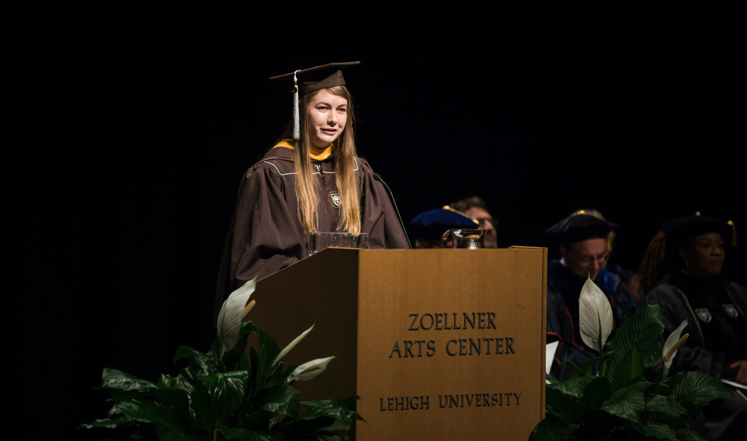 Sarah Stankus speaks at Lehigh University Honors Convocation