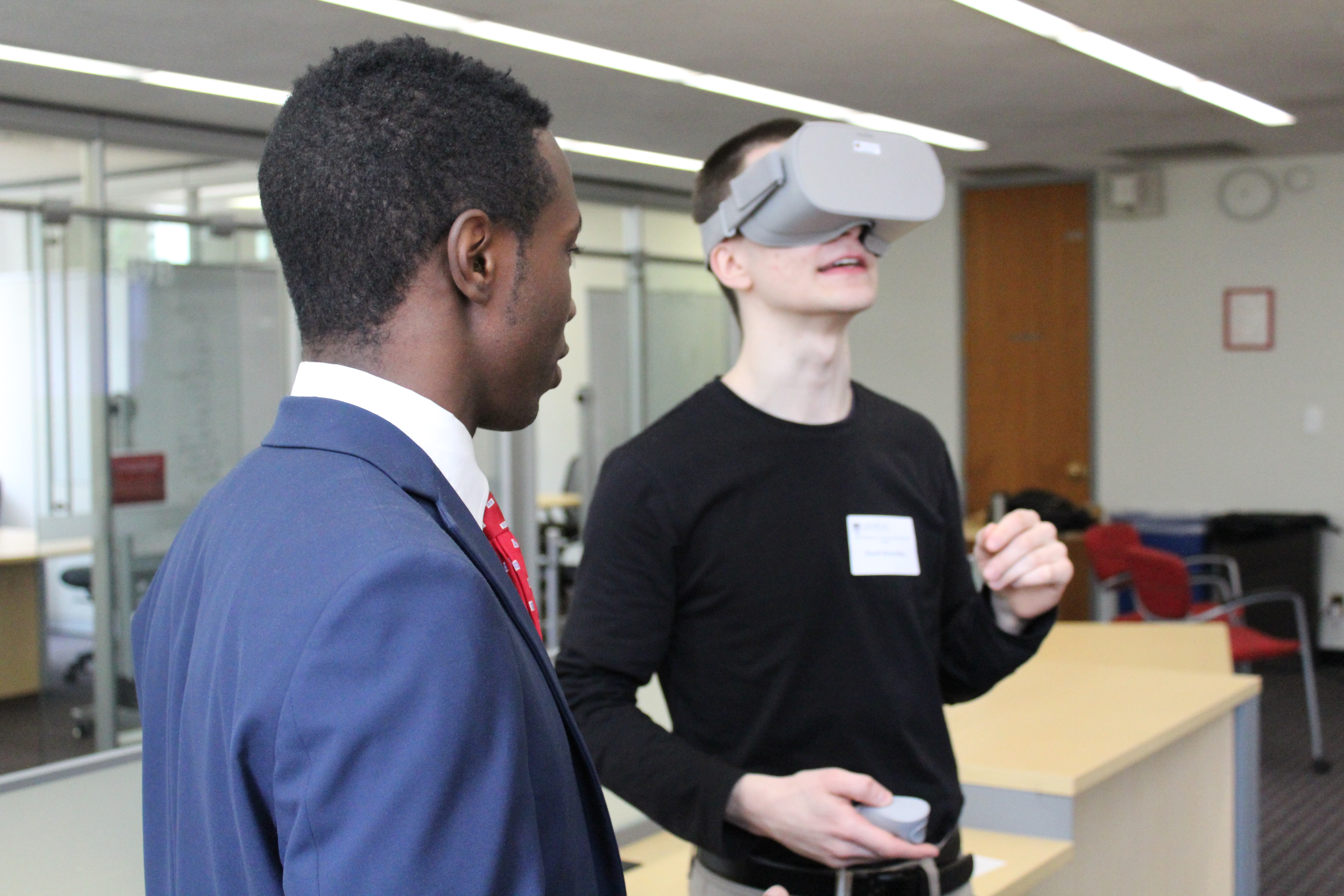 Students using virtual reality.