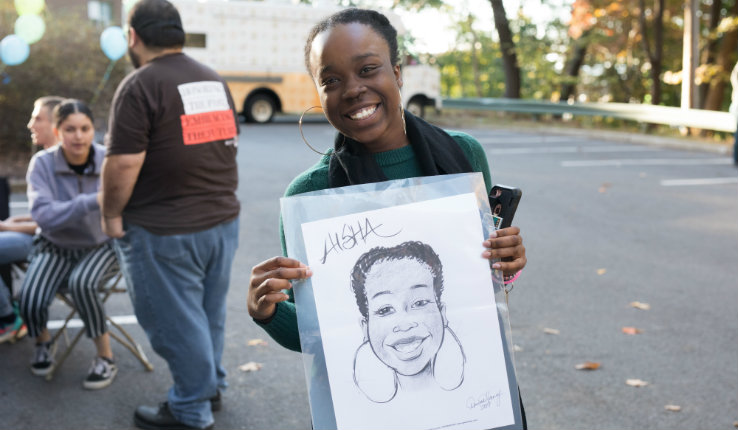 caricatures at block party