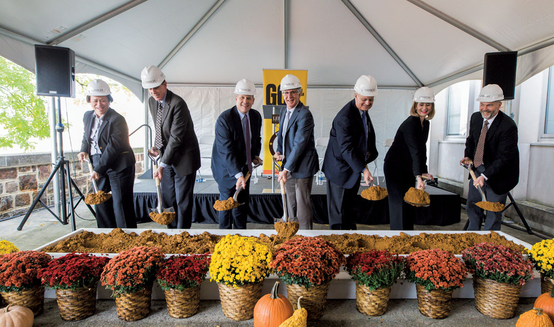 Lehigh faculty ceremonially break ground on the new Health, Science and Technology building.