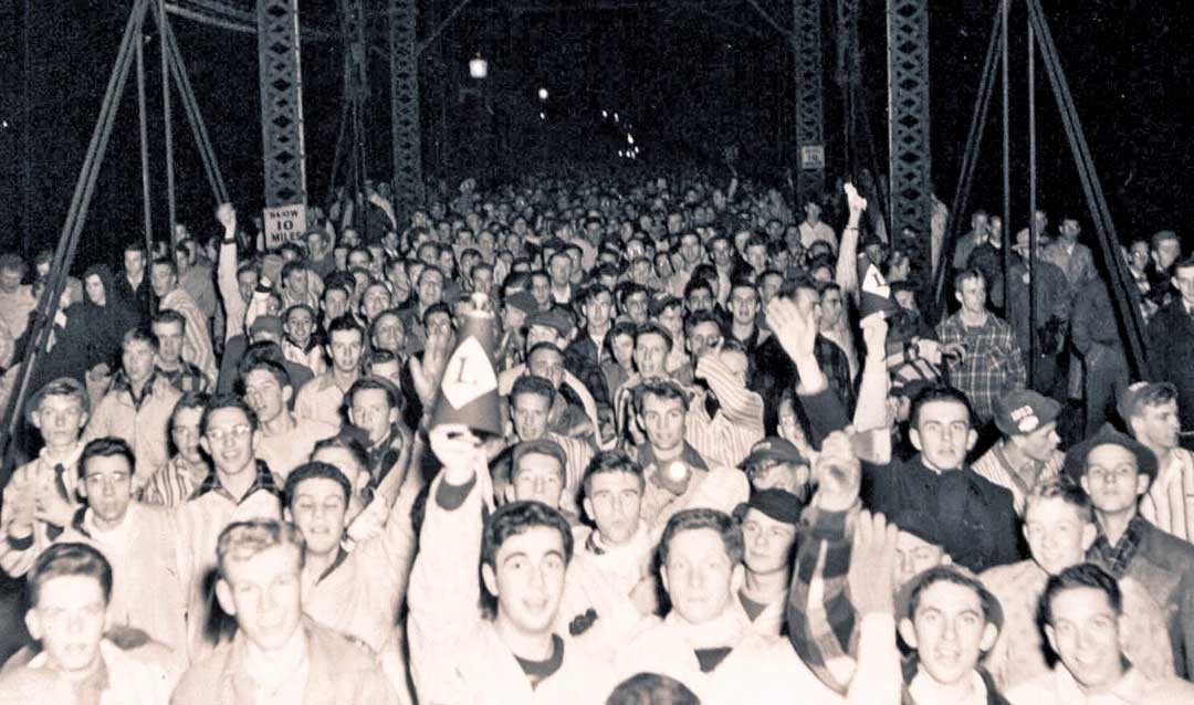 Pajama parade across the New Street Bridge in Bethlehem, circa 1949