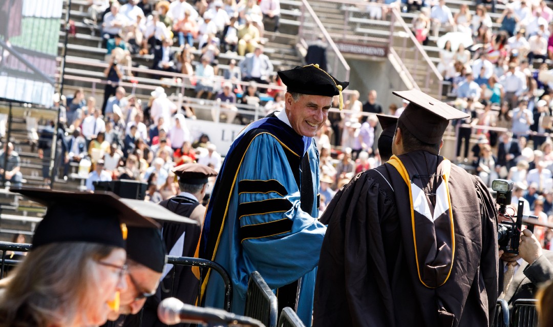 Lehigh University provost Patrick Farrell at commencement wearing academic regalia.