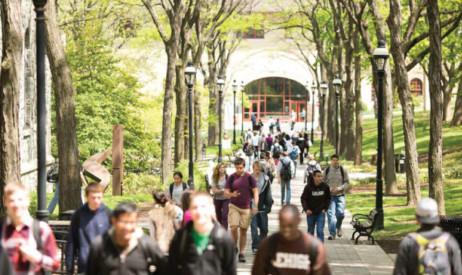 Students walking on Lehigh campus