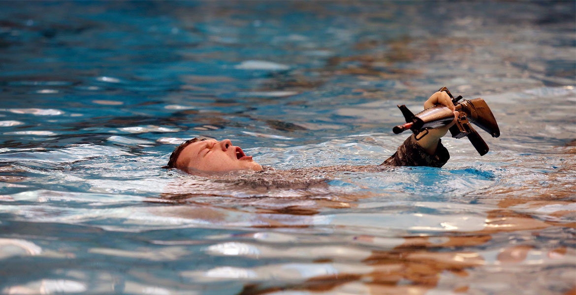 ROTC treading water in swimming pool