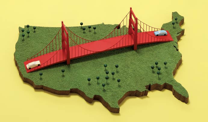 Golden Gate Bridge across the US Graphic
