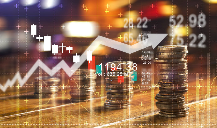 stock graph over coins