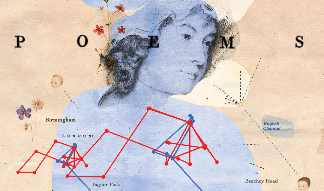 Collage illustration of Charlotte Smith's life map
