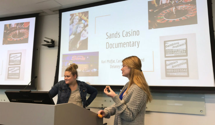 Lehigh students presenting about their documentary film as part of the mountaintop initiative that funded the research for the project over the summer
