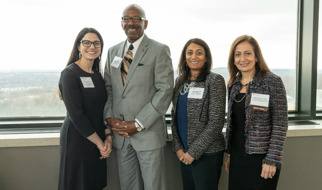 Moderator Jacquelyn Febbo with panelists, from left, Hayward Bell, Dipti Gulati and Maria Chrin  
