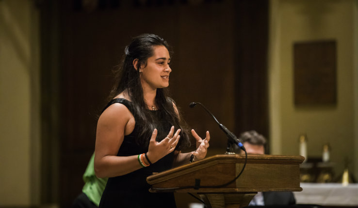 Nayantara Chasson '19 speaks at the 151st Baccalaureate