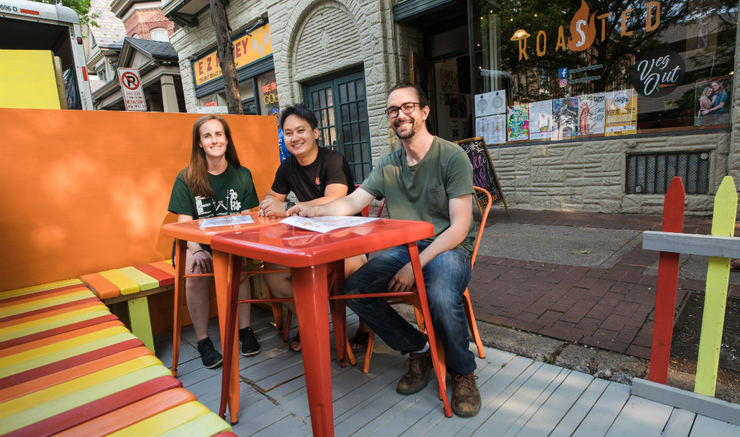 A new Parklet pops up outside the Roasted restaurant