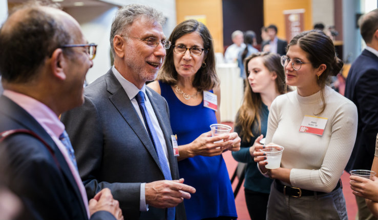 Marty Baron speaks with students from the Brown and White