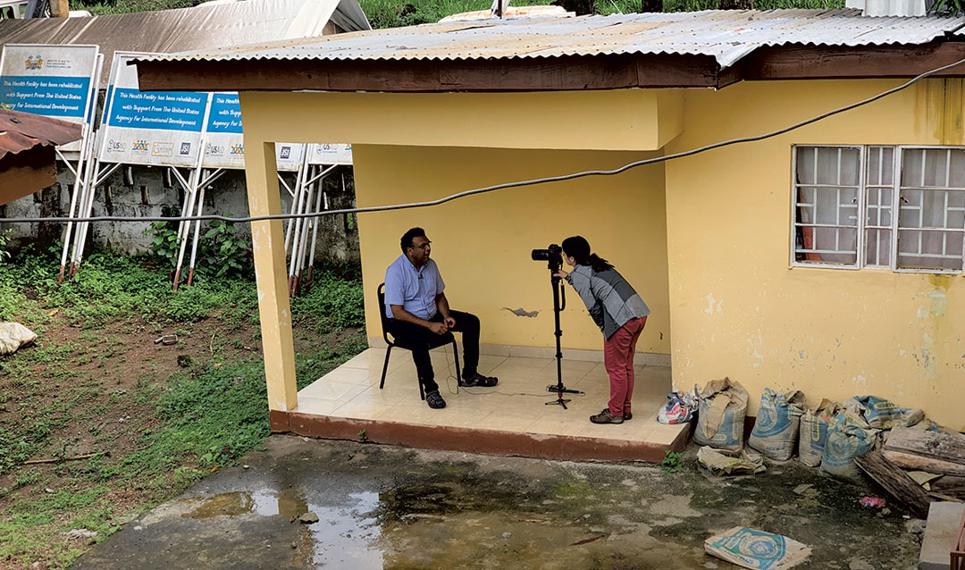 Videographer Stephanie Veto interviews Khanjan Mehta.