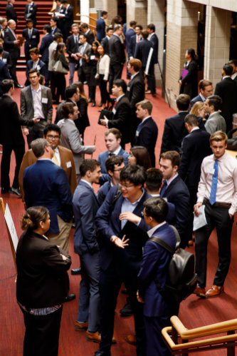 Students network at forum