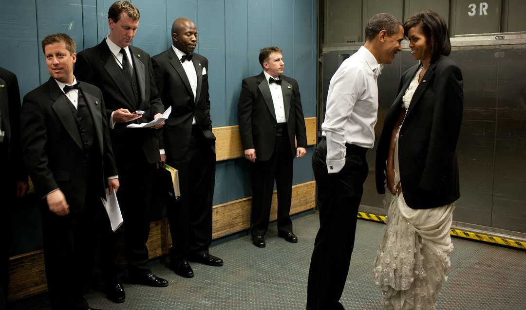 A photo of President Obama and Michelle Obama on the night he was inaugurated in 2009.