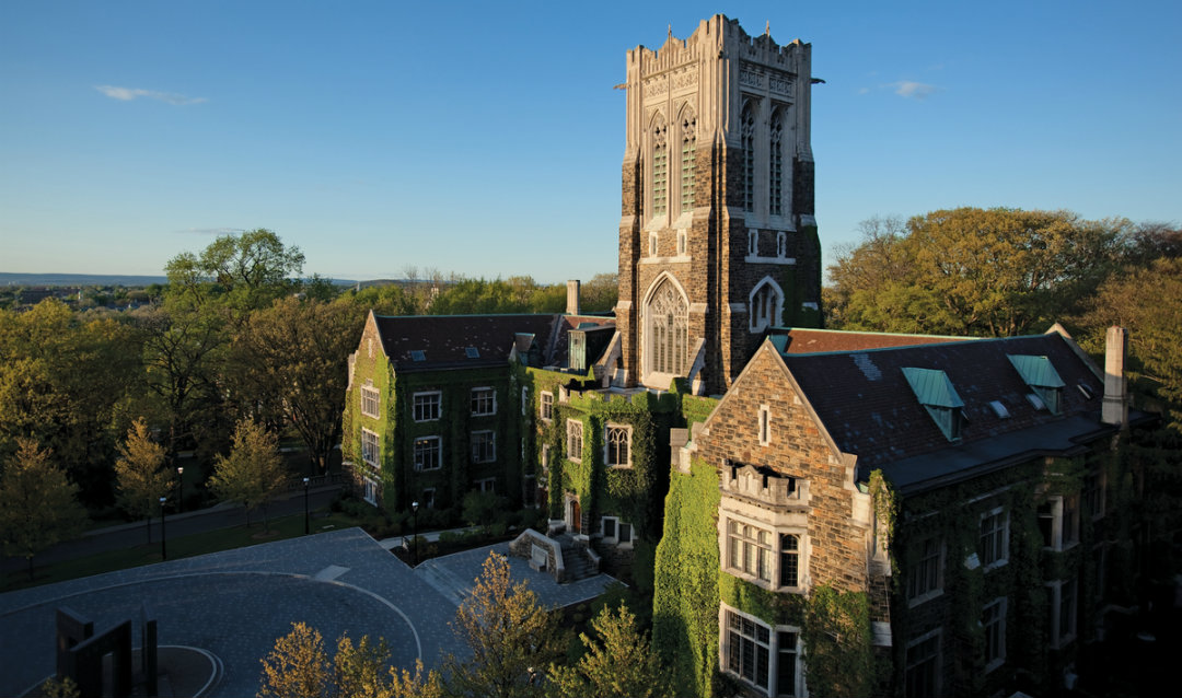 Aerial view of Lehigh's Alumni Memorial Building