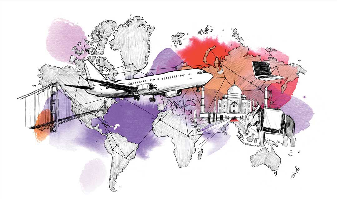 Illustration to show travel around the globe