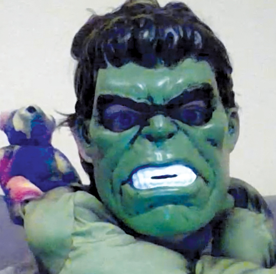 Nicholas Strandwitz in Hulk mask