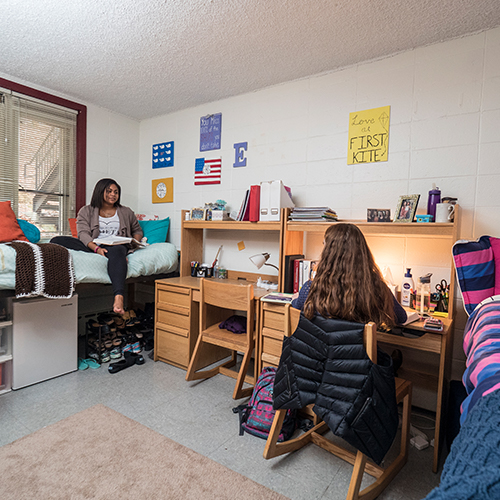 Two students in dorm room