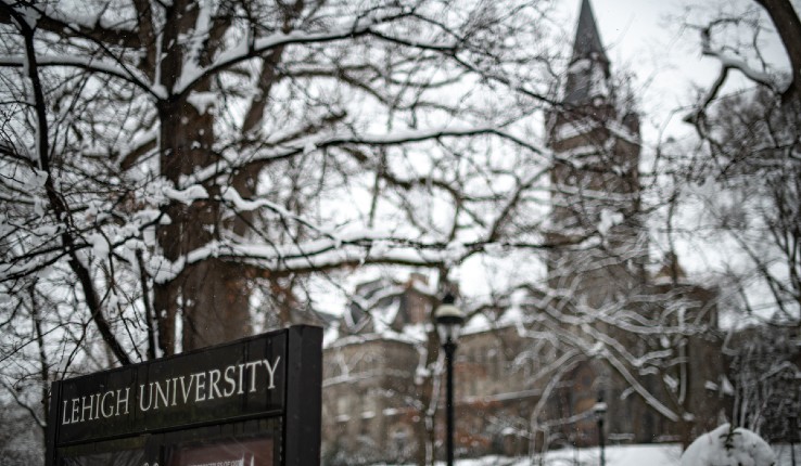 Snow on Lehigh's University Center