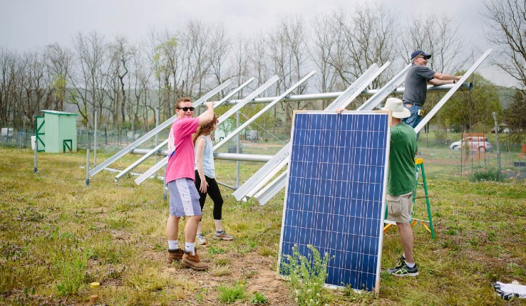 Solar panel installation on Goodman Campus