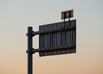 Image from behind a highway sign 