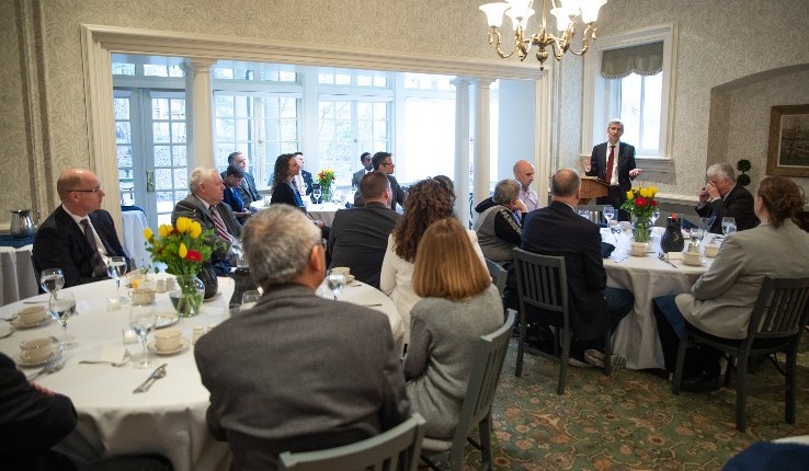 Helble hosts lawmakers at President's House