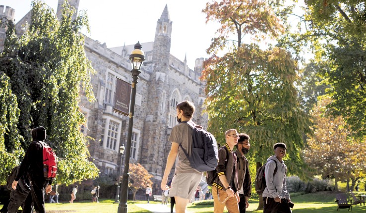 Students walking in front of Linderman