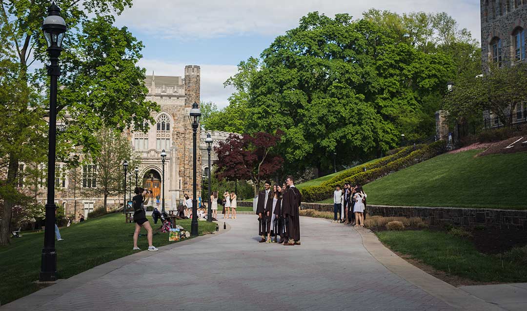 Graduates gather on the University Center lawn