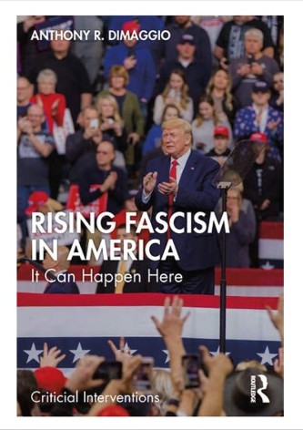 book cover with Trump at rally