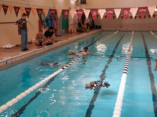 Students testing Autonomous Driving for Underwater Drones vehicle