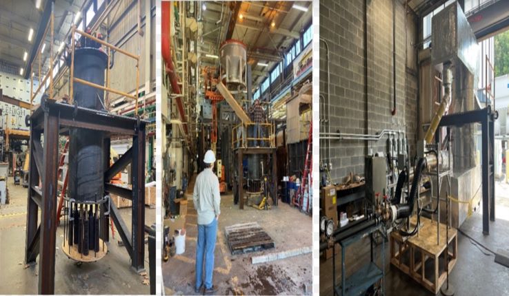  Three photos of the Lehigh Thermal Battery fabrication and test rig