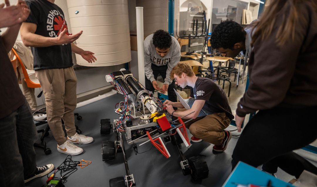 students work on rover