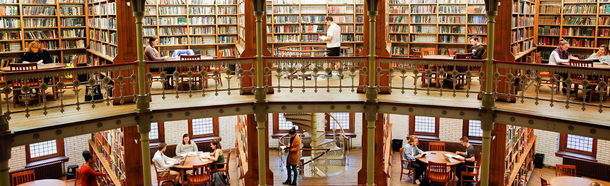 Students inside Linderman Library