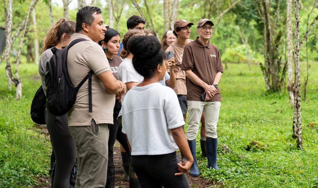 President Joseph J. Helble in Latin America with a group of people from Lehigh University on a nature walk, engaged in an educational tour of Latin America.