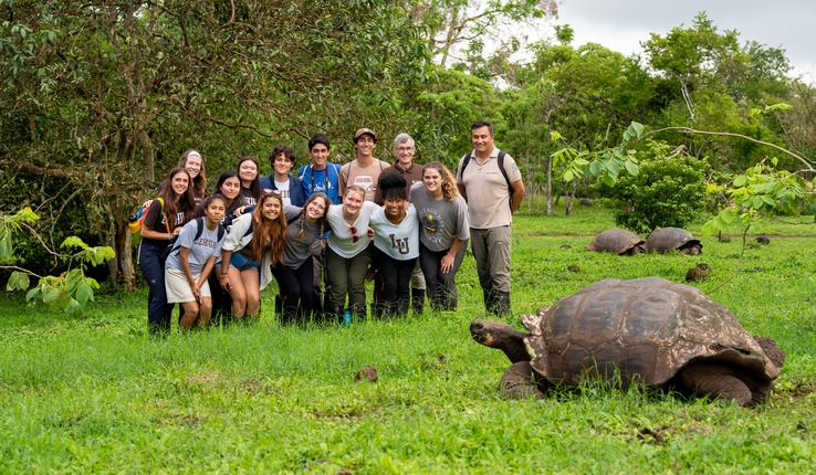 Helble with students in the Galapagos