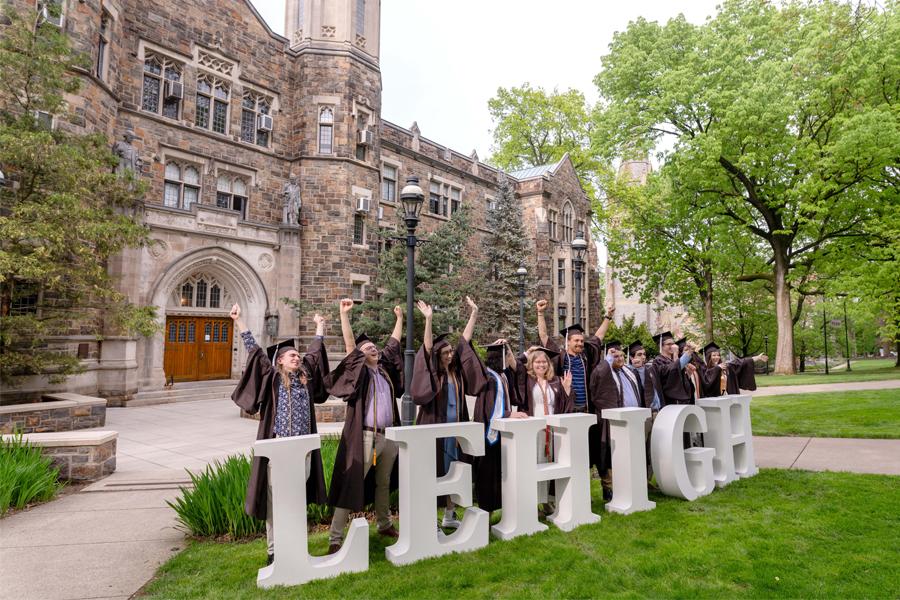 Lehigh Graduates outside of Packard Lab
