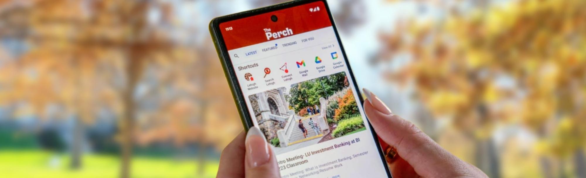 Person browsing the Perch Mobile App