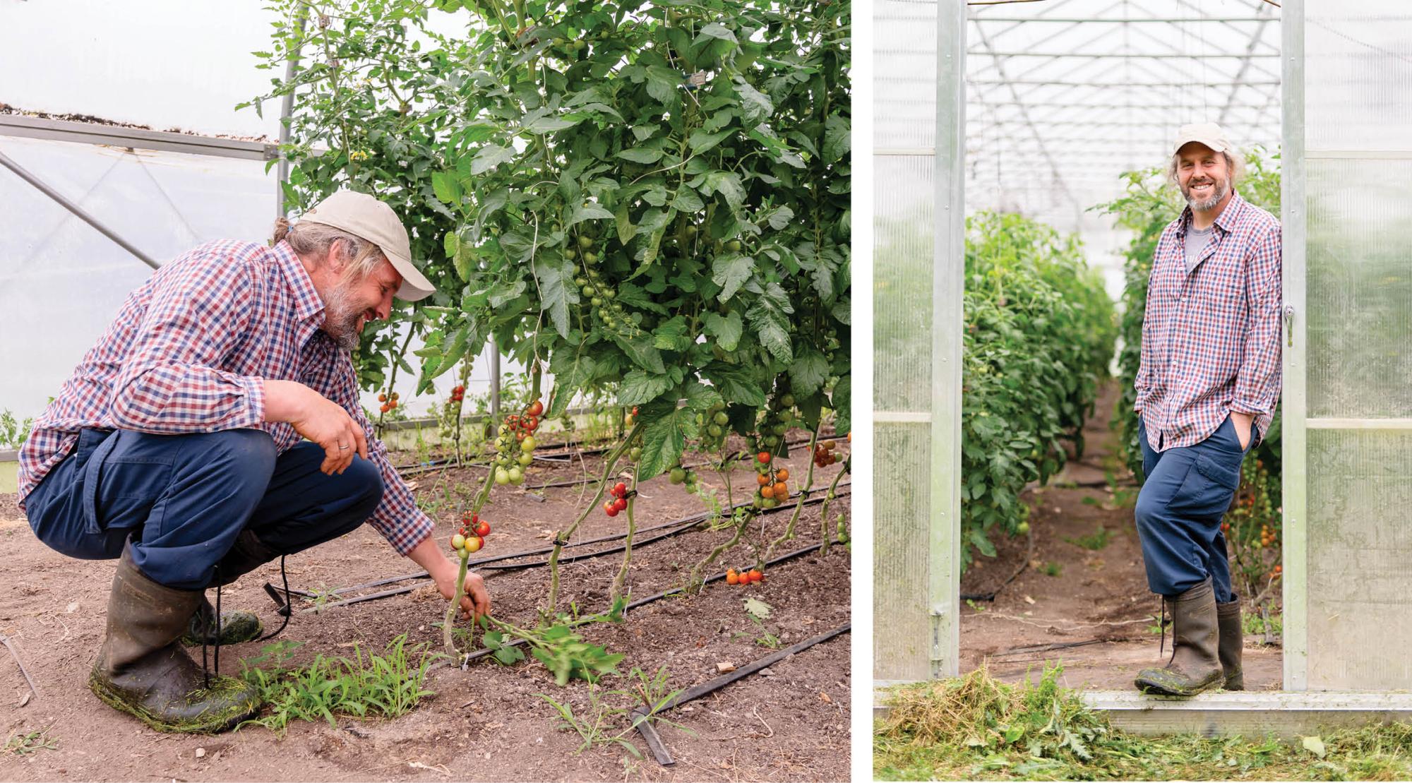 Two photos of Matt Salvaterra in his gardens