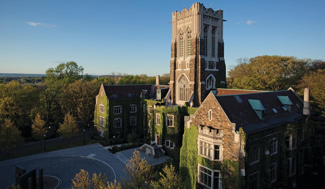 Alumni Memorial Building at sunet