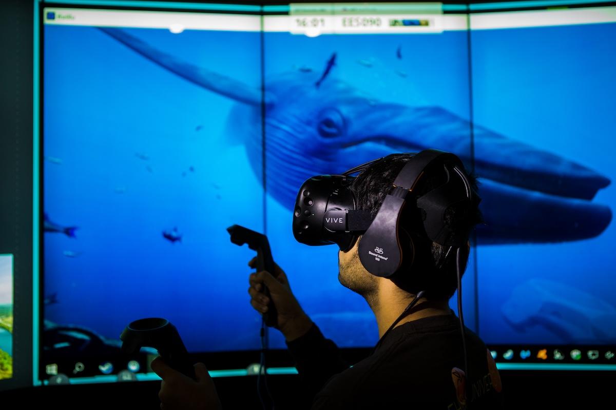 Male student in Virtual Reality Lab