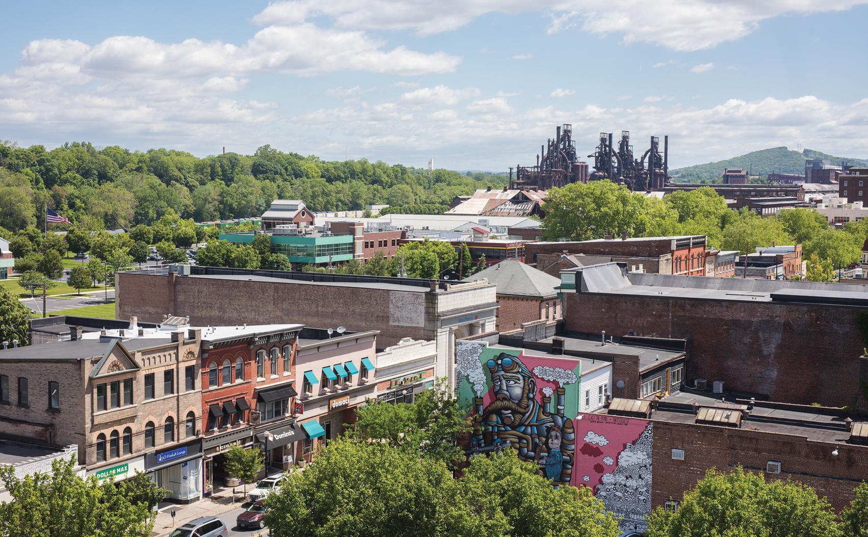 Aerial view of South Side Bethlehem