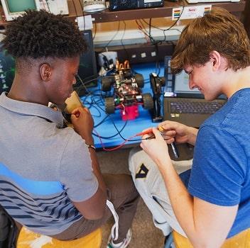 Students working on an electrical project