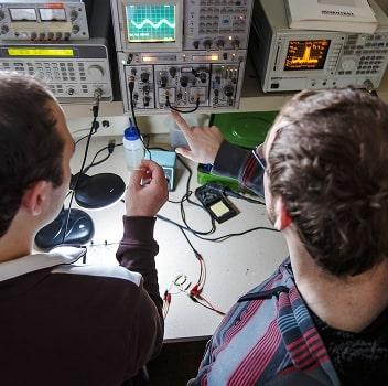 Students working at a computer station