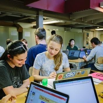 Students working in a computer lab