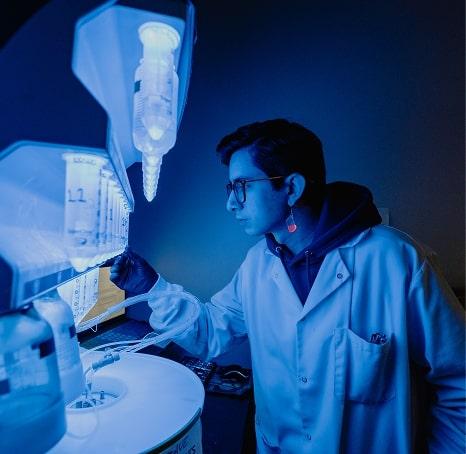 Student working in a lab