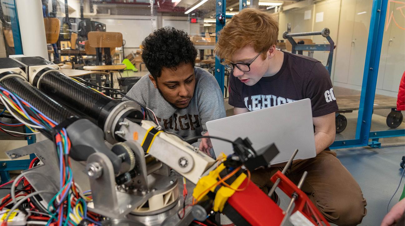 Two students working on a project