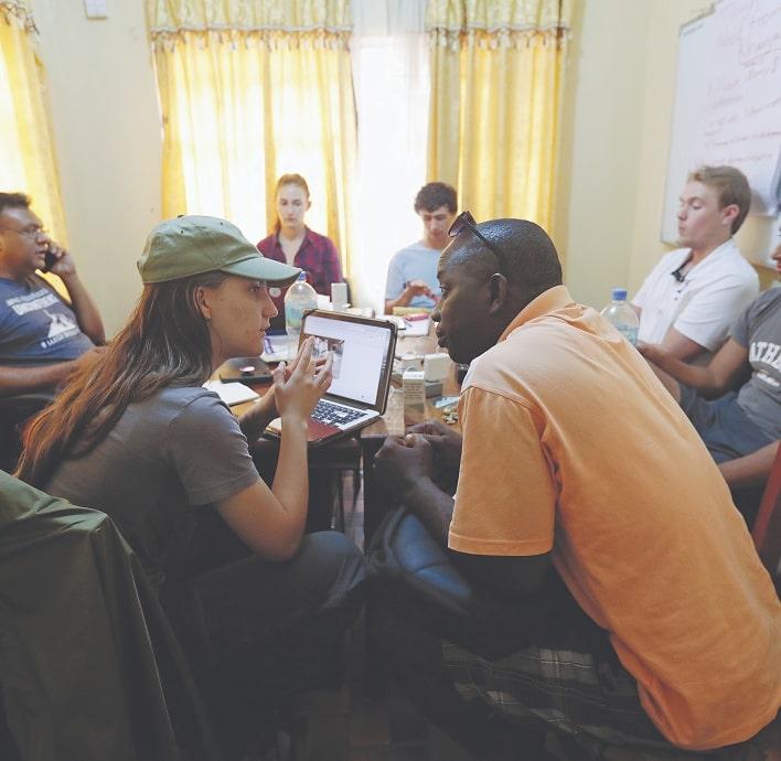 Students seated at a table